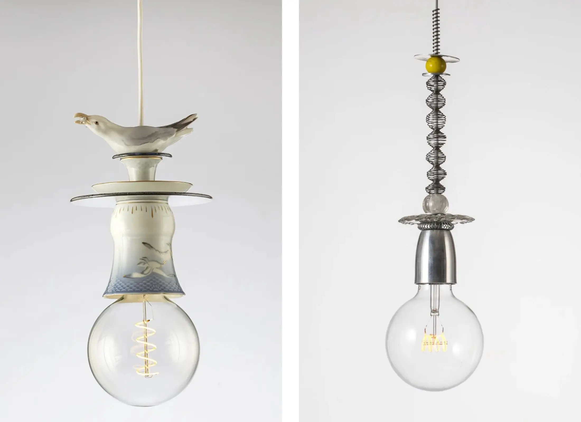 Viseće lampe Seagull on seagull on seagull i YELLOW DOT, deo kolekcije Upcycling Light Deluxe; dizajn i izrada: Bettina Schori || fotografije: ljubaznošću Betine Šori (Bettina Schori)